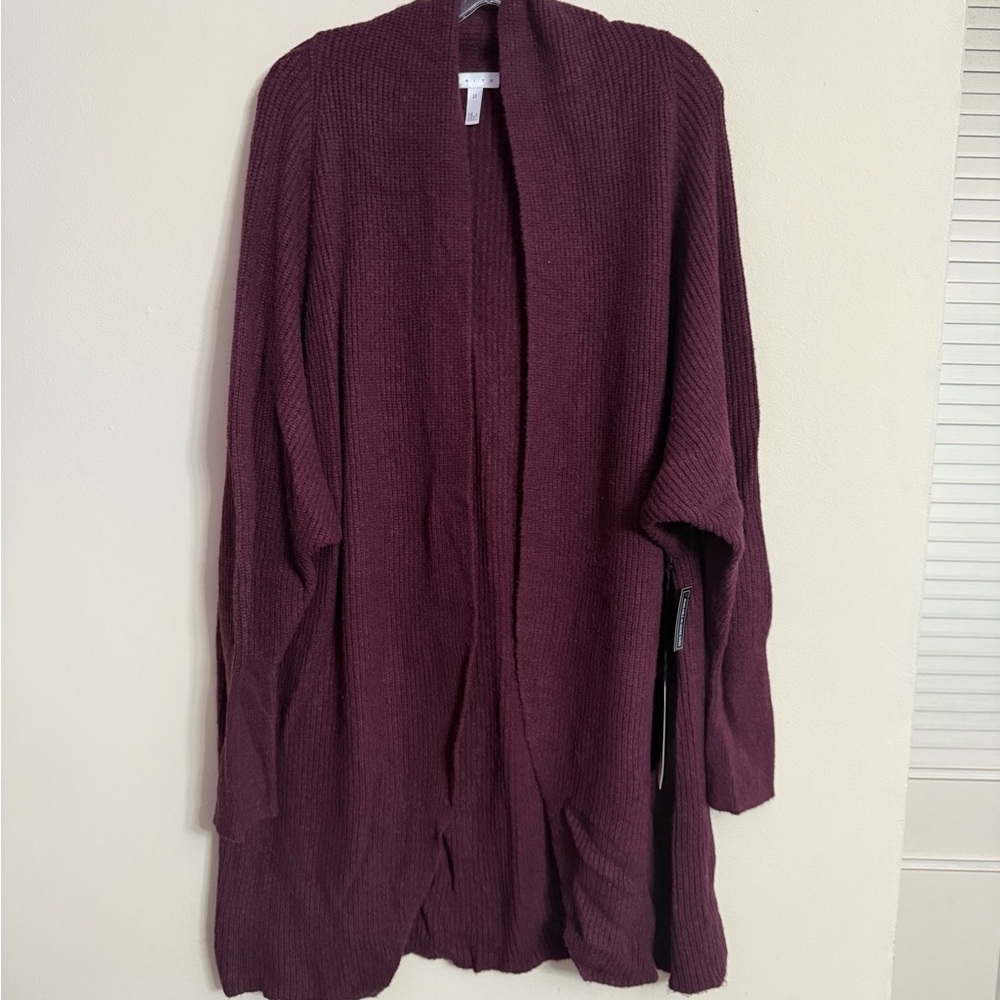Leith Womens Dolman Sleeve Long Cardigan Open Front Slouch Ribbed Knit NWT 1X